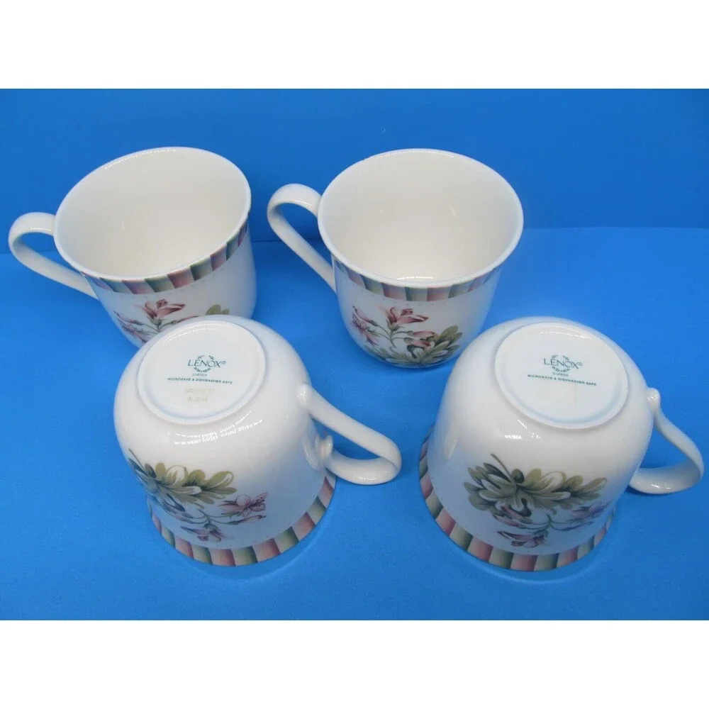 Lenox Herbal Garden Set Of 4 Vintage Hand Crafted Coffee Cups VGC   1999